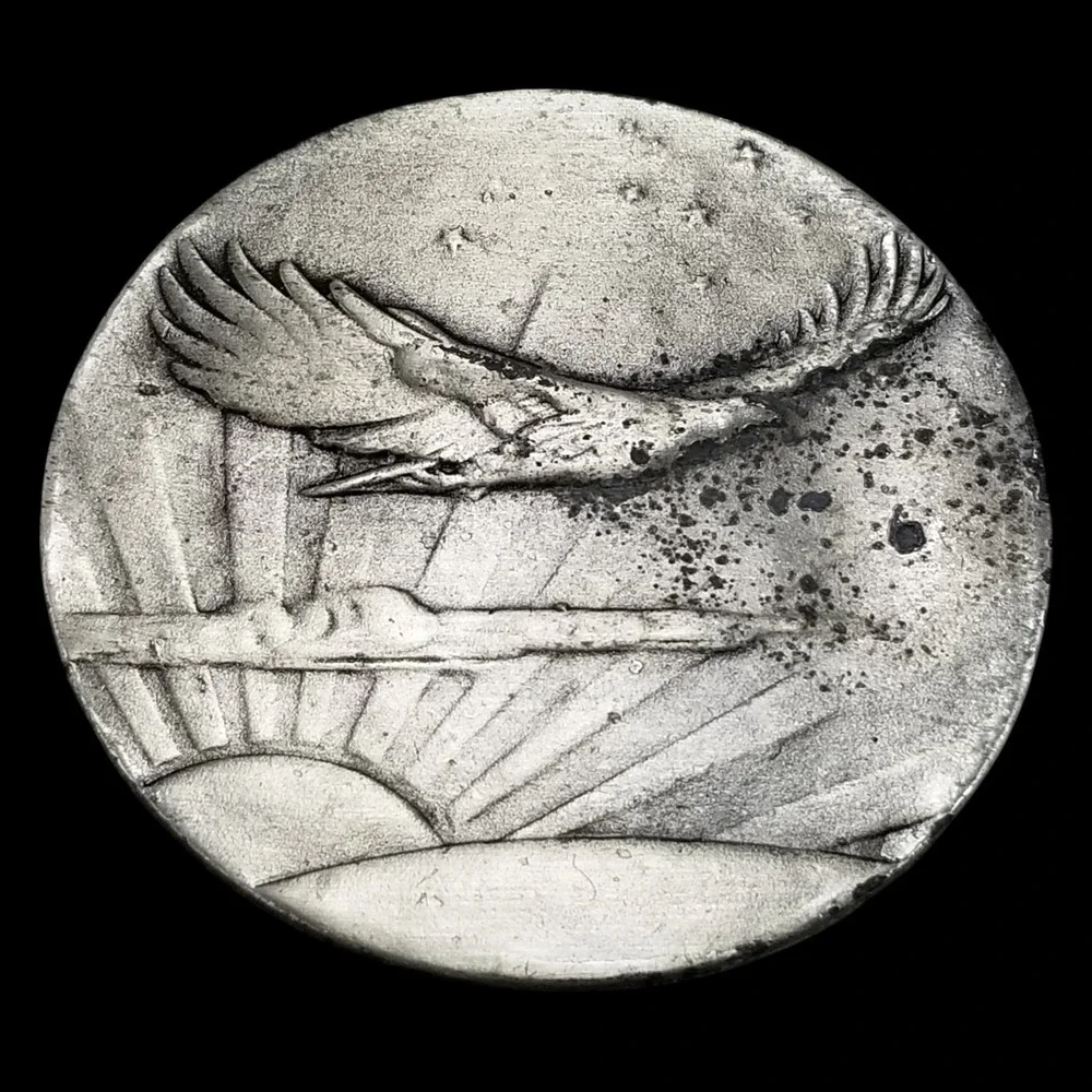 Vintage Eagle Flying At Sunrise Round Belt Buckle USA Made‎ Napoleon Empereur
